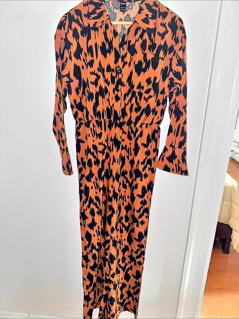 Animal Print Jumpsuit in Orange & Black Size M Like New